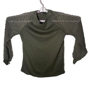 Miholl Top Women's Size S Green Polyester Blend‎ Long Sleeves Round Neck